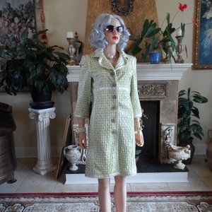 New Cynthia Steffe Green Multi Embellished Light Spring Coat SIze M